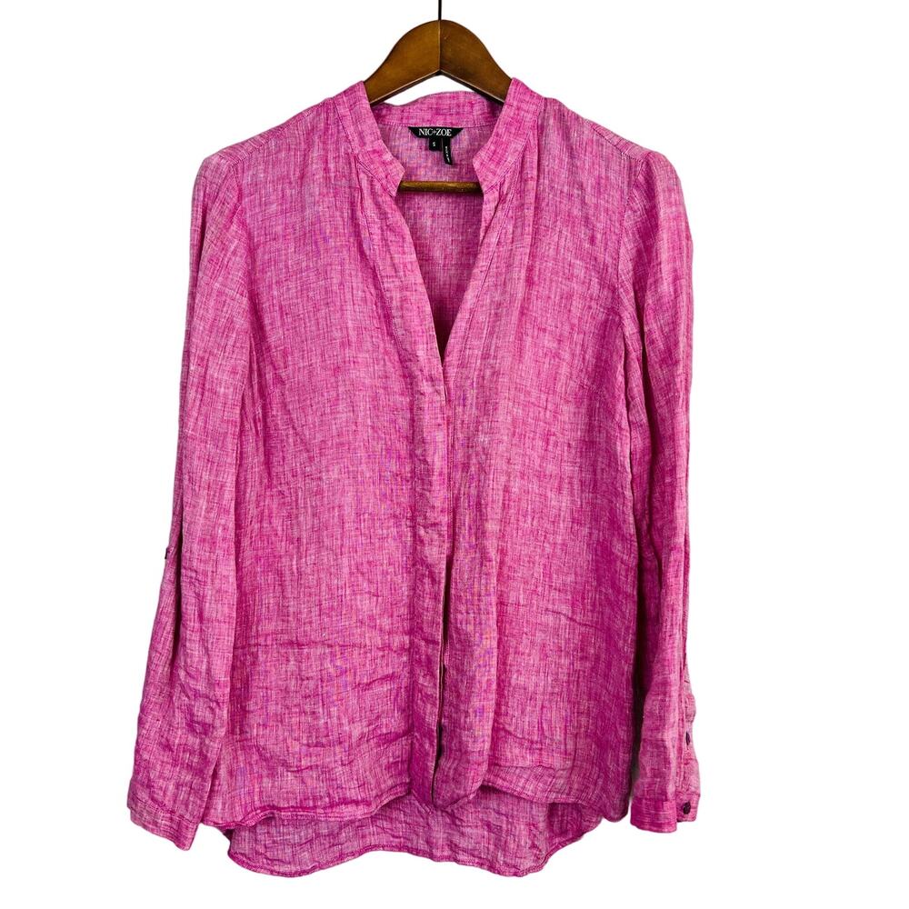 Nic+Zoe Linen Button Front Tunic Pink - S